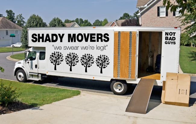 Shady moving company truck