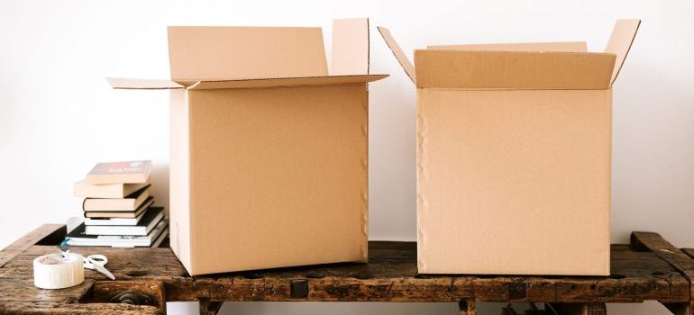 Cardboard boxes used when you declutter before the holidays.